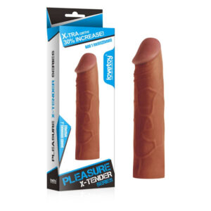 Pleasure X-Tender Penis Sleeve Brown 1 - Extendere Si Prelungitoare Penis