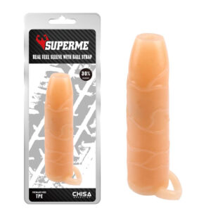 Real Feel Sleeve With Ball Strap - Extendere Si Prelungitoare Penis