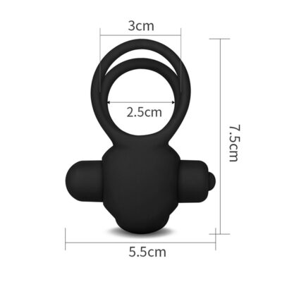 Power Clit Duo Silicone Cockring Black - Inele Si Mansoane