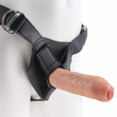 King Cock 7 inch Uncut with Strap on Harness Flesh Exemple