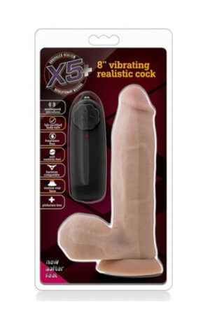 X5 Plus 8 inch Vibrating Cock Vanilla - Vibratoare Realistice
